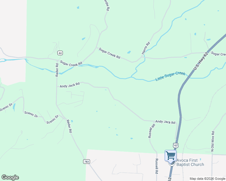 map of restaurants, bars, coffee shops, grocery stores, and more near 13530 Andy Jack Road in Rogers