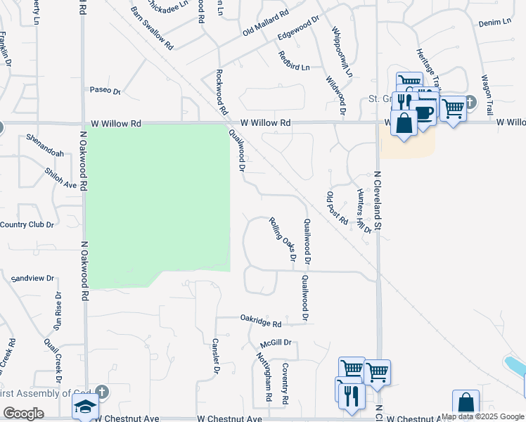 map of restaurants, bars, coffee shops, grocery stores, and more near 11 Rolling Oaks Drive in Enid