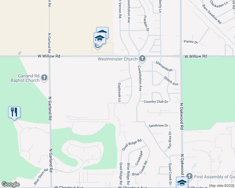 map of restaurants, bars, coffee shops, grocery stores, and more near 2014 Daybreak Lane in Enid