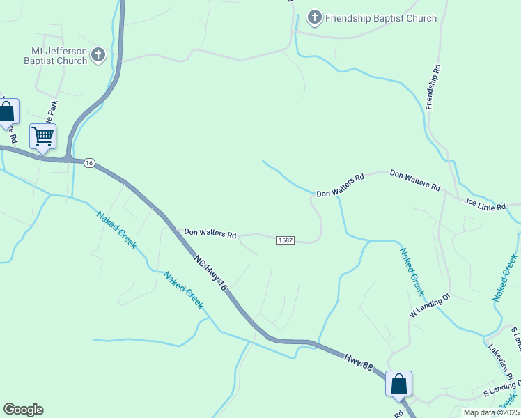 map of restaurants, bars, coffee shops, grocery stores, and more near 259 Don Walters Road in Jefferson