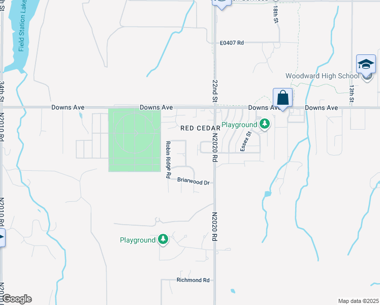 map of restaurants, bars, coffee shops, grocery stores, and more near 2922 Blue Sage Drive in Woodward