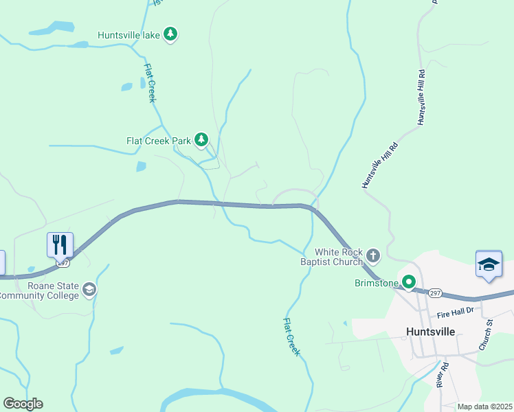 map of restaurants, bars, coffee shops, grocery stores, and more near 2190 Baker Highway in Huntsville