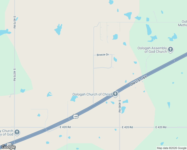 map of restaurants, bars, coffee shops, grocery stores, and more near Windcrest Drive in Rogers County