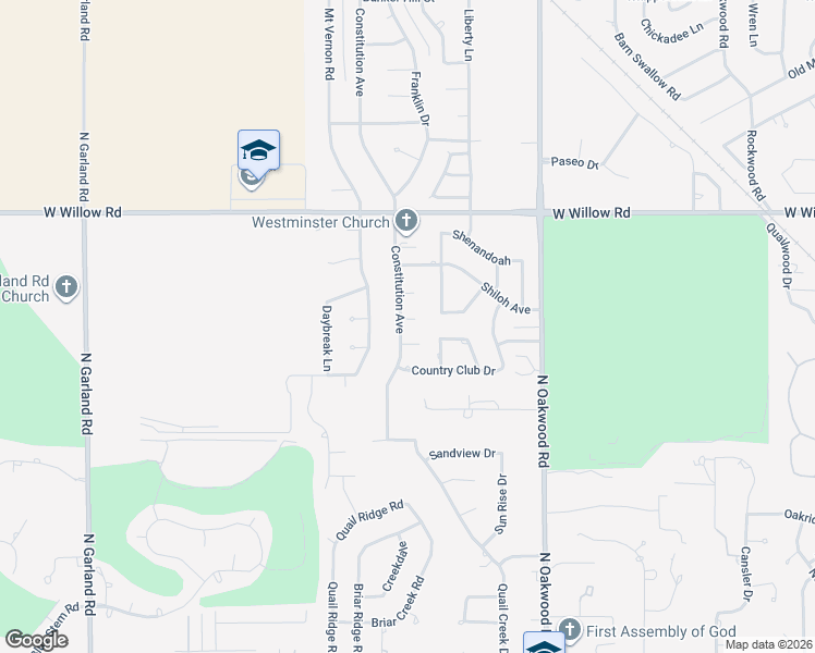 map of restaurants, bars, coffee shops, grocery stores, and more near 1808 Constitution Avenue in Enid