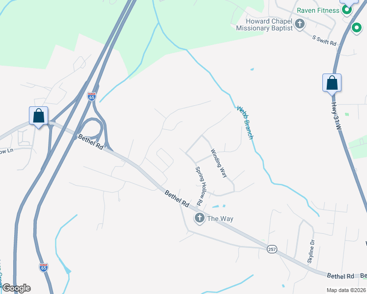 map of restaurants, bars, coffee shops, grocery stores, and more near 105 Glenwood Drive in Goodlettsville