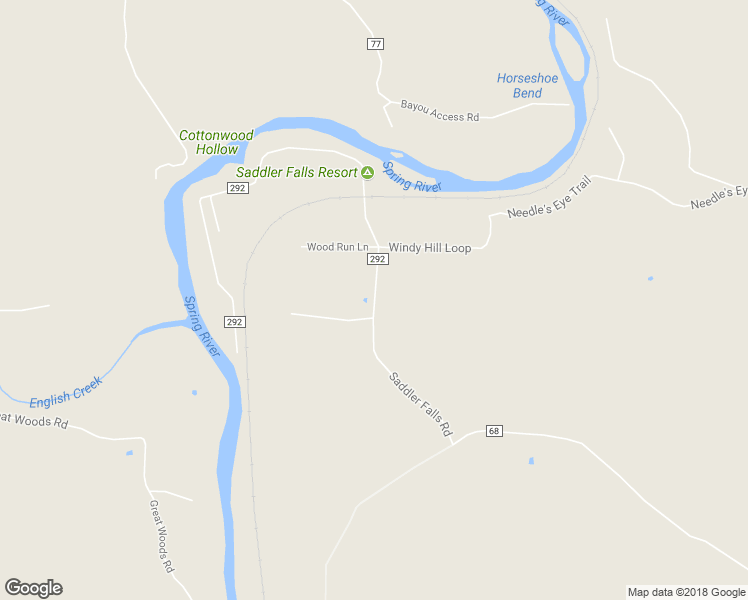 map of restaurants, bars, coffee shops, grocery stores, and more near Saddler Falls Road in Mammoth Spring