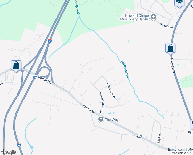 map of restaurants, bars, coffee shops, grocery stores, and more near 105 Glenwood Drive in Goodlettsville