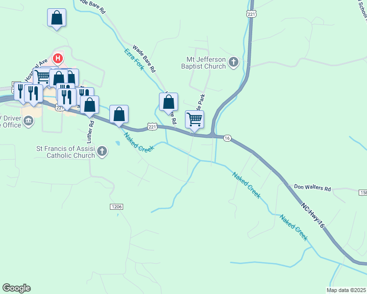 map of restaurants, bars, coffee shops, grocery stores, and more near 210 Pennington Drive in Jefferson