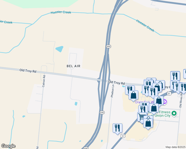 map of restaurants, bars, coffee shops, grocery stores, and more near 2221 Old Troy Road in Union City