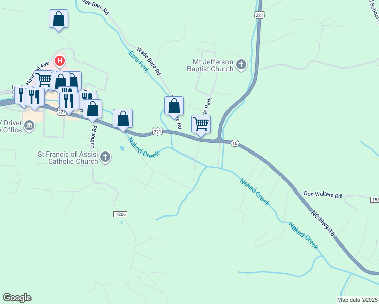 map of restaurants, bars, coffee shops, grocery stores, and more near 210 Pennington Drive in Jefferson