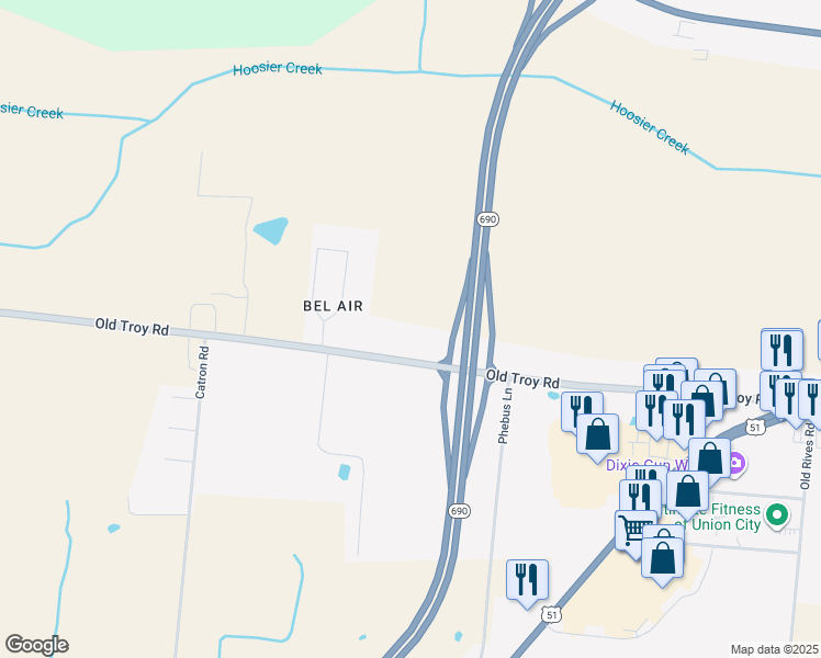 map of restaurants, bars, coffee shops, grocery stores, and more near 2221 Old Troy Road in Union City