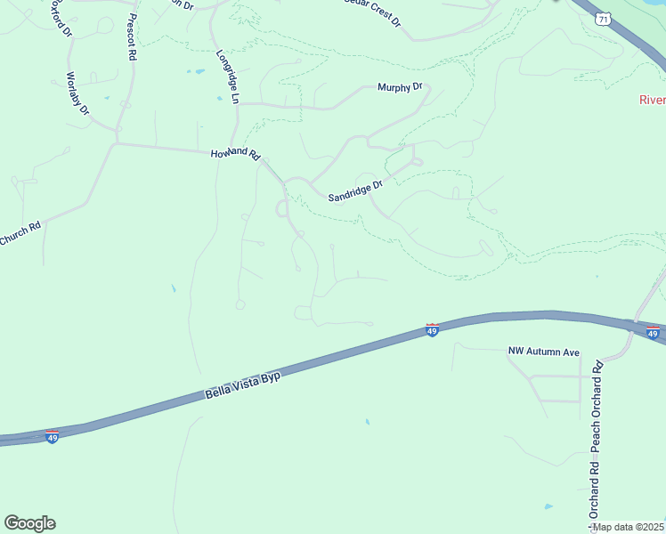 map of restaurants, bars, coffee shops, grocery stores, and more near 7 Wilbur Lane in Bella Vista