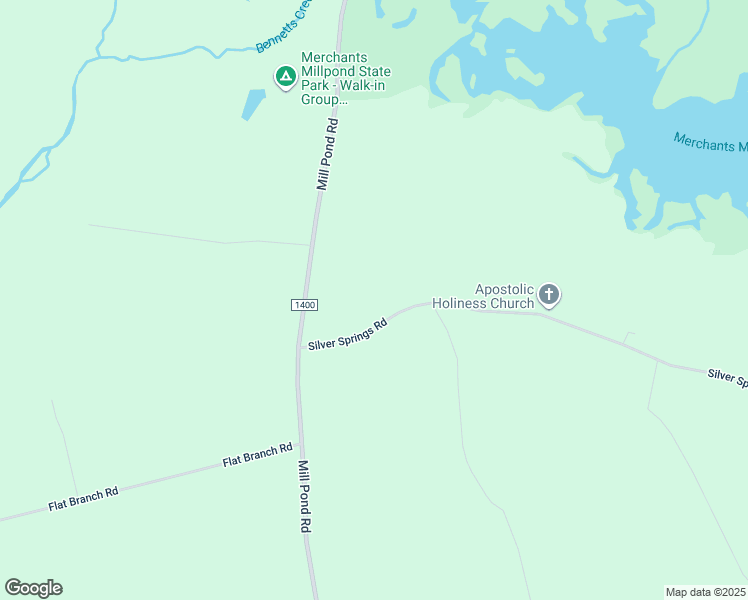 map of restaurants, bars, coffee shops, grocery stores, and more near Silver Springs Road in Gates County