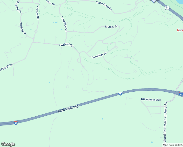 map of restaurants, bars, coffee shops, grocery stores, and more near 7 Wilbur Ln in Bella Vista