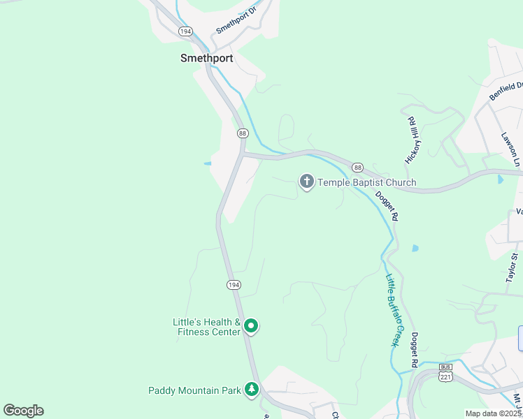 map of restaurants, bars, coffee shops, grocery stores, and more near 344 Temple Baptist Church Road in West Jefferson