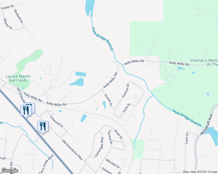 map of restaurants, bars, coffee shops, grocery stores, and more near 3016 Lookout Point in Greenbrier