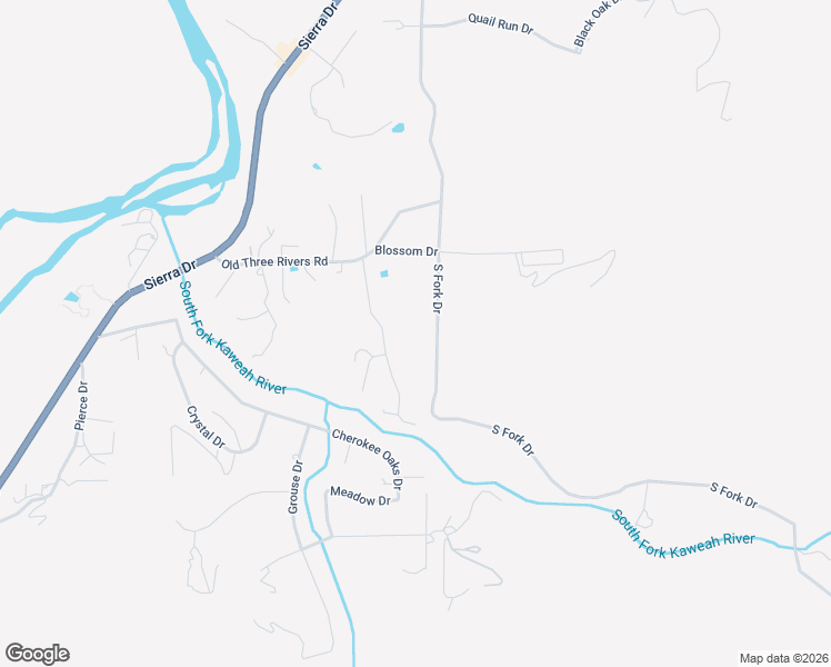 map of restaurants, bars, coffee shops, grocery stores, and more near 42184 South Fork Drive in Three Rivers