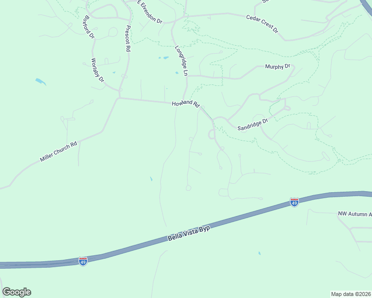 map of restaurants, bars, coffee shops, grocery stores, and more near 16 Baker Drive in Bella Vista