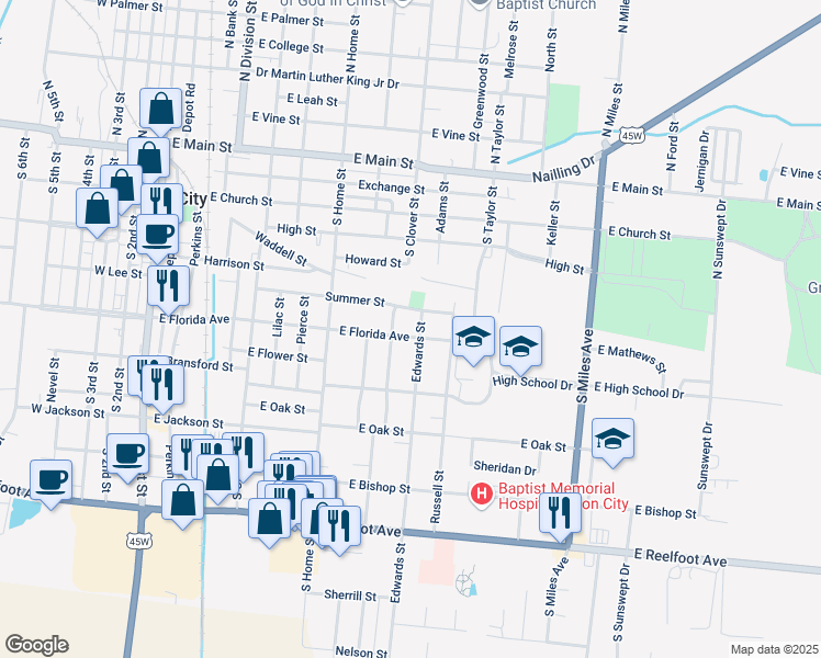 map of restaurants, bars, coffee shops, grocery stores, and more near 914 East Florida Avenue in Union City