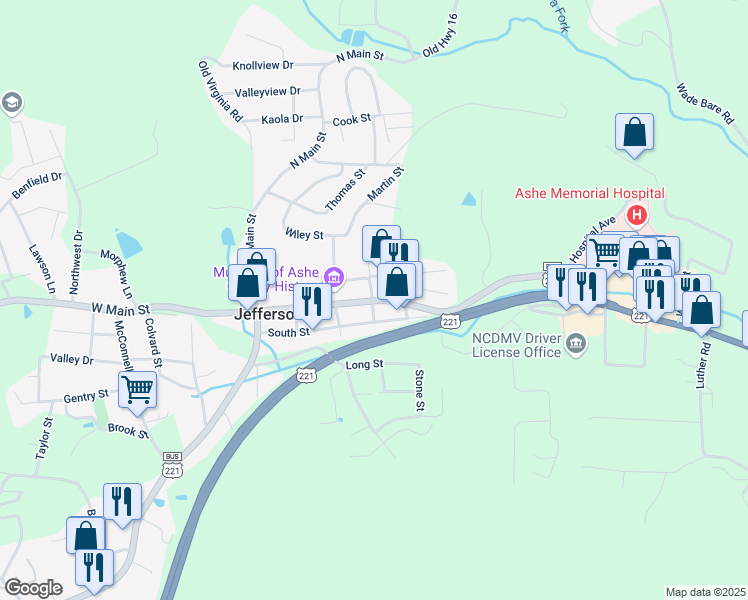 map of restaurants, bars, coffee shops, grocery stores, and more near 100-196 Court St in Jefferson