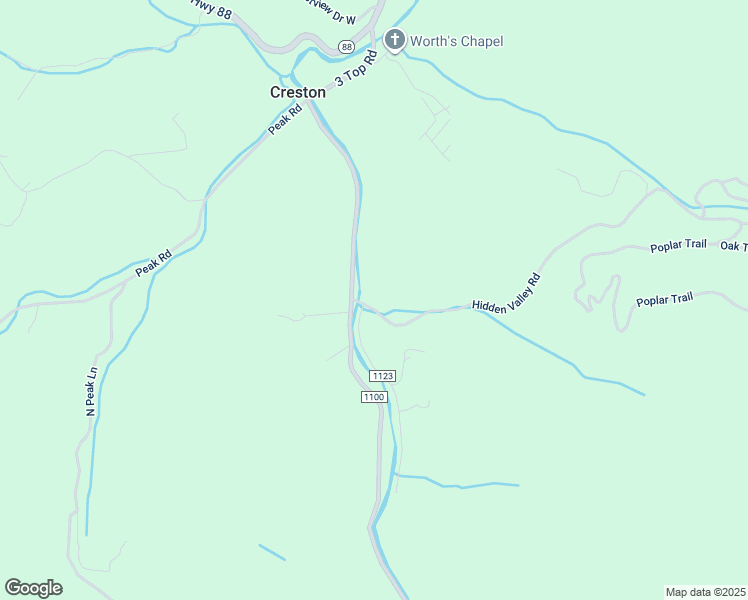 map of restaurants, bars, coffee shops, grocery stores, and more near 135 Hidden Valley Road in Creston