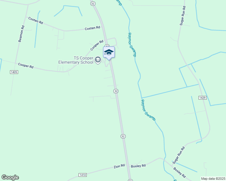 map of restaurants, bars, coffee shops, grocery stores, and more near 287 North Carolina 32 in Sunbury