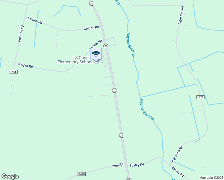 map of restaurants, bars, coffee shops, grocery stores, and more near 287 North Carolina 32 in Sunbury
