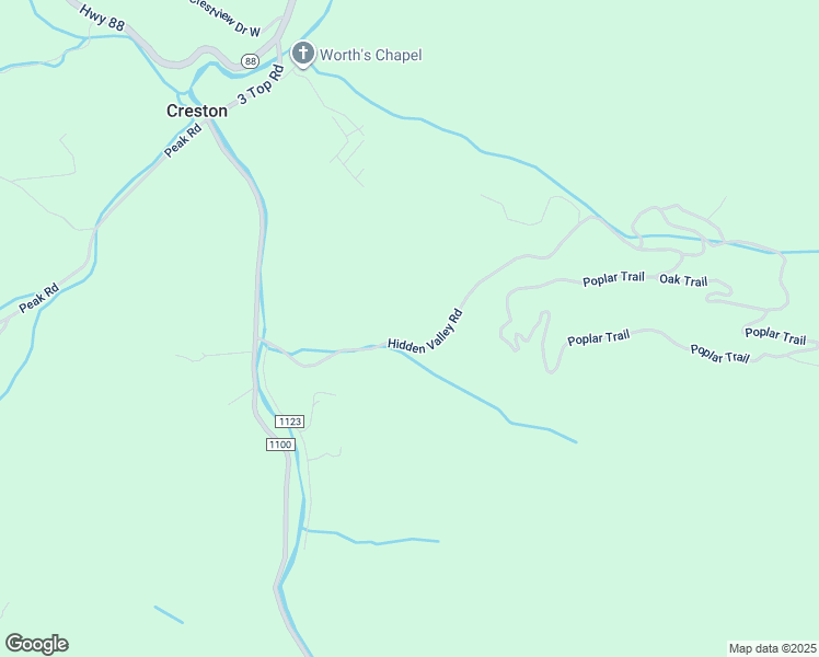 map of restaurants, bars, coffee shops, grocery stores, and more near 601 Hidden Valley Road in Creston