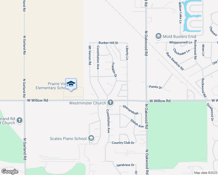 map of restaurants, bars, coffee shops, grocery stores, and more near 4219 Patrick Henry Place in Enid