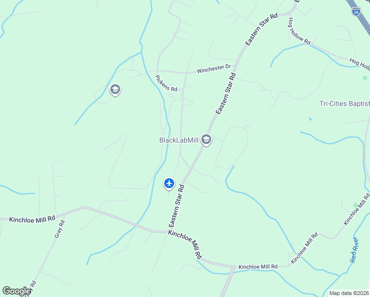 map of restaurants, bars, coffee shops, grocery stores, and more near 179 Eastern Star Road in Kingsport