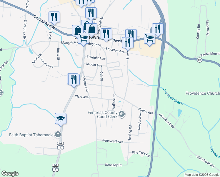 map of restaurants, bars, coffee shops, grocery stores, and more near 315 East Woodlawn Avenue in Jamestown