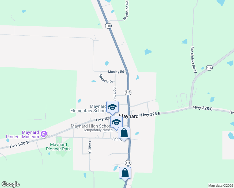 map of restaurants, bars, coffee shops, grocery stores, and more near 54 Mock Street in Maynard