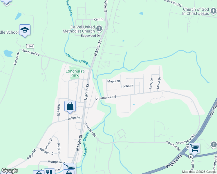 map of restaurants, bars, coffee shops, grocery stores, and more near in Roxboro