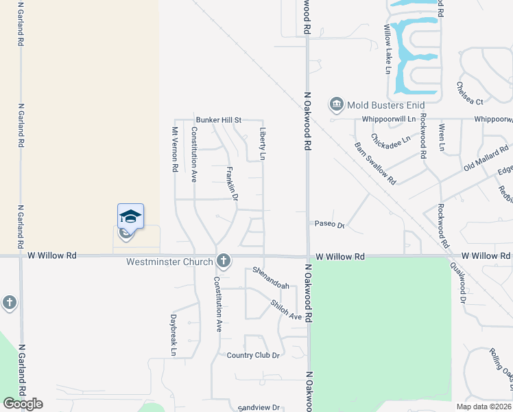 map of restaurants, bars, coffee shops, grocery stores, and more near 4010 Hancock Avenue in Enid