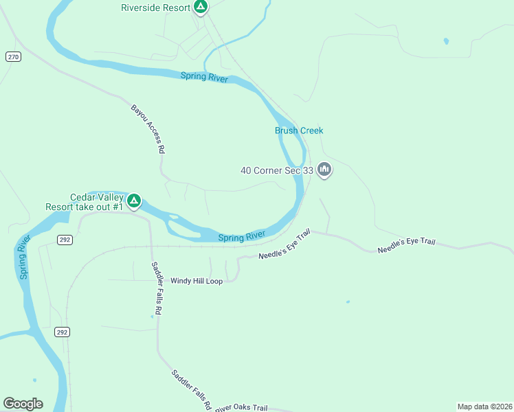 map of restaurants, bars, coffee shops, grocery stores, and more near Bayou Access Road in Mammoth Spring