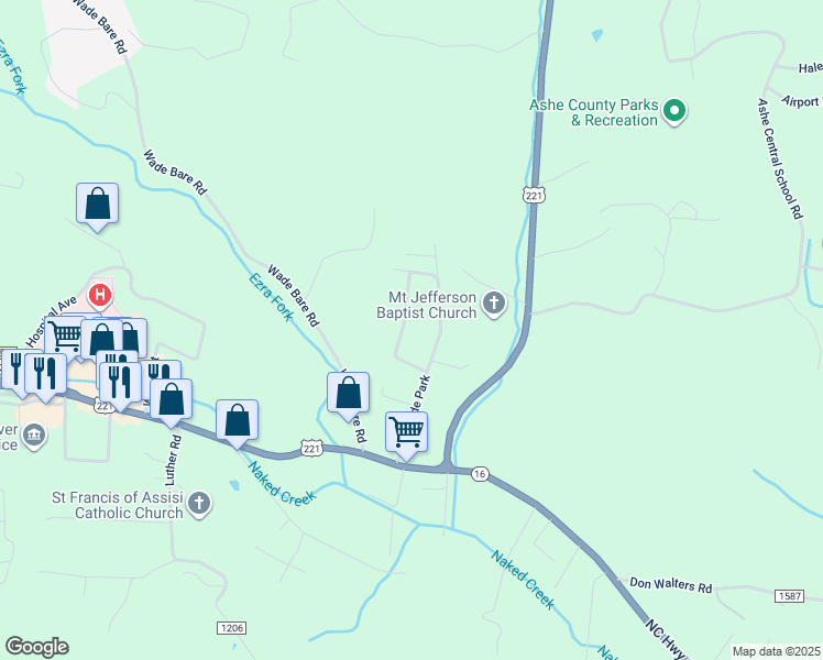 map of restaurants, bars, coffee shops, grocery stores, and more near 234 West Street in Jefferson