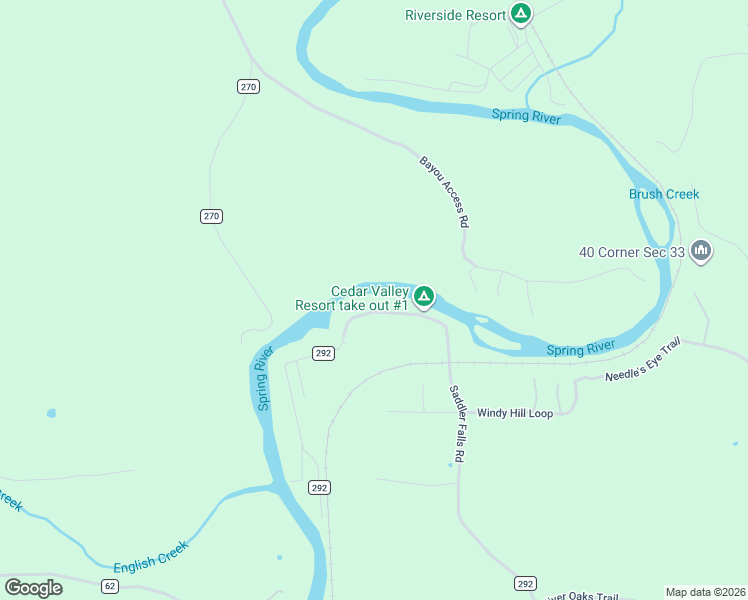 map of restaurants, bars, coffee shops, grocery stores, and more near Saddler Falls Road in Mammoth Spring