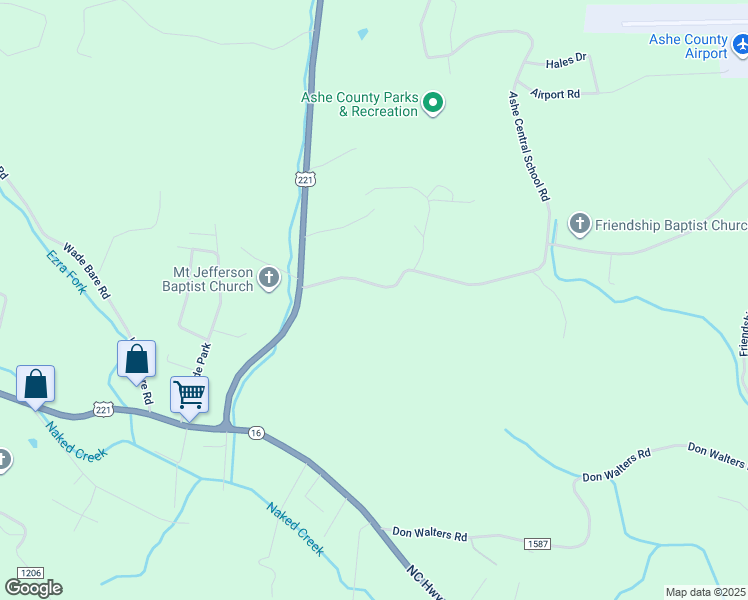 map of restaurants, bars, coffee shops, grocery stores, and more near 300 Friendship Baptist Church Road in Jefferson