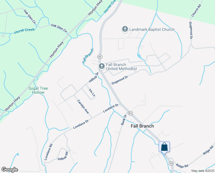 map of restaurants, bars, coffee shops, grocery stores, and more near 1762 Tennessee 93 in Fall Branch