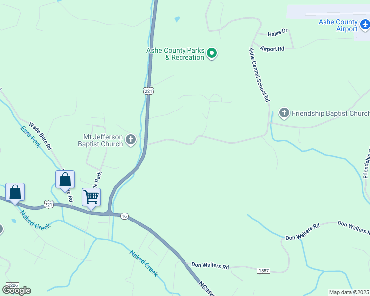 map of restaurants, bars, coffee shops, grocery stores, and more near 300 Friendship Baptist Church Road in Jefferson