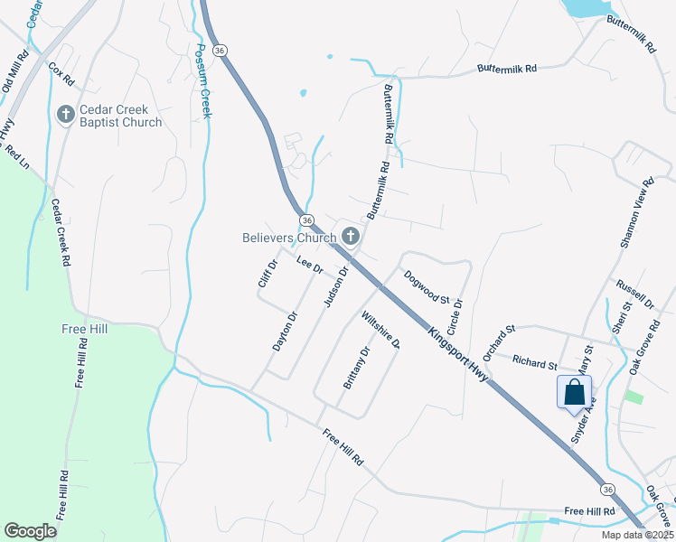 map of restaurants, bars, coffee shops, grocery stores, and more near 110 Judson Drive in Gray