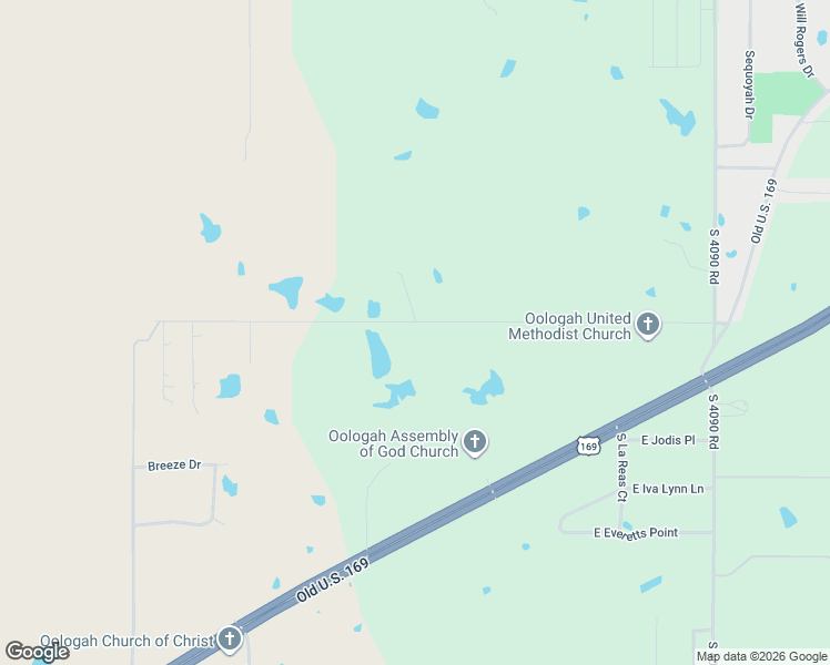 map of restaurants, bars, coffee shops, grocery stores, and more near 5344 East 410 Road in Oologah