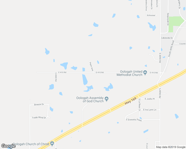 map of restaurants, bars, coffee shops, grocery stores, and more near 5344 East 410 Road in Oologah