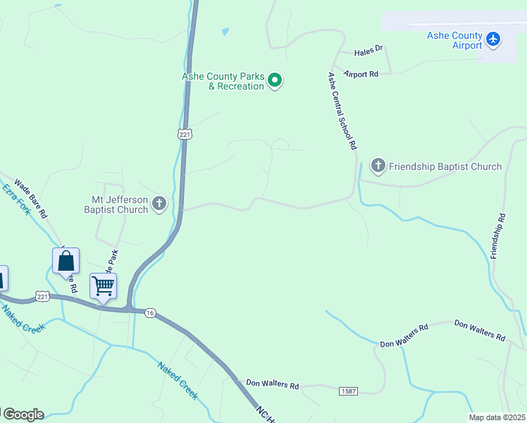 map of restaurants, bars, coffee shops, grocery stores, and more near 416 Friendship Baptist Church Road in Jefferson
