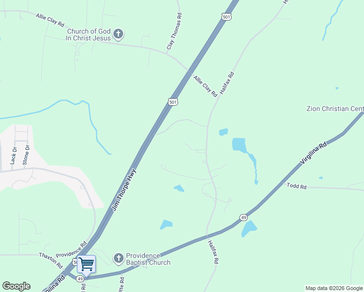 map of restaurants, bars, coffee shops, grocery stores, and more near 2429 Halifax Road in Roxboro