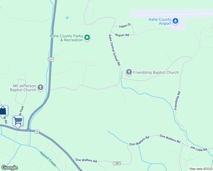 map of restaurants, bars, coffee shops, grocery stores, and more near 617 Friendship Baptist Church Road in Jefferson