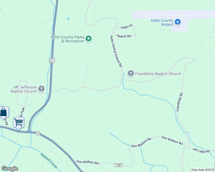 map of restaurants, bars, coffee shops, grocery stores, and more near 617 Friendship Baptist Church Road in Jefferson