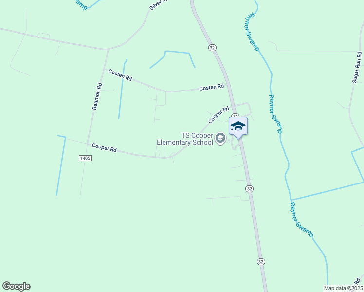 map of restaurants, bars, coffee shops, grocery stores, and more near Saunders Avenue in Gates County