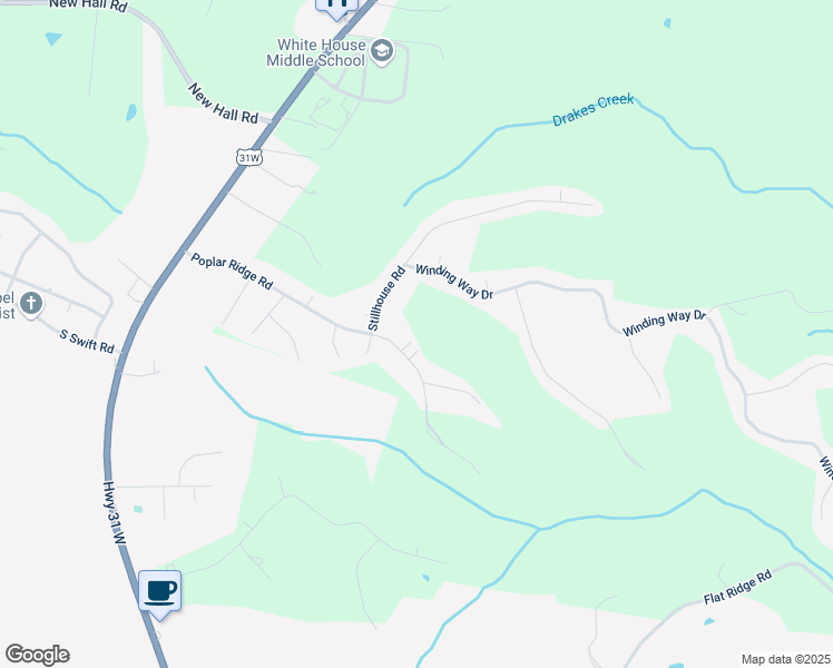 map of restaurants, bars, coffee shops, grocery stores, and more near 1413 Poplar Ridge Road in White House