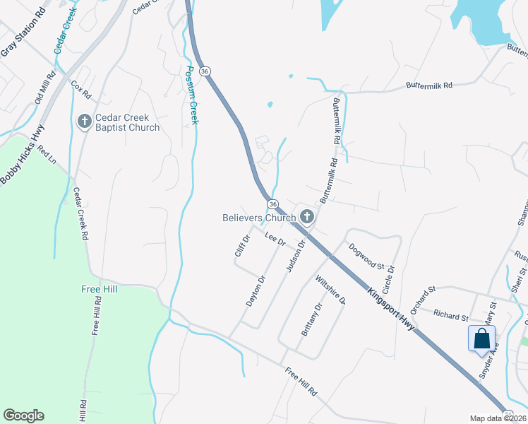 map of restaurants, bars, coffee shops, grocery stores, and more near 6139 Kingsport Highway in Gray